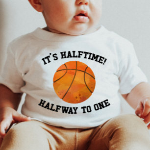 T-shirt Pour Bébé C'est la mi-temps ! Basketball Sports Demi-anniver