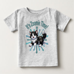 T-shirt Pour Bébé C'est le moment Zoomie Mignon chat noir et blanc