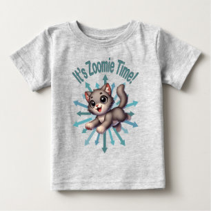 T-shirt Pour Bébé C'est l'heure de Zoomie Chaton Gris & Blanc Mignon