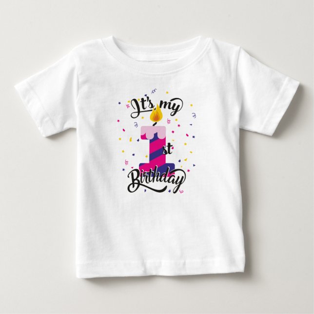 T-shirt Pour Bébé C'est mon premier anniversaire (Devant)