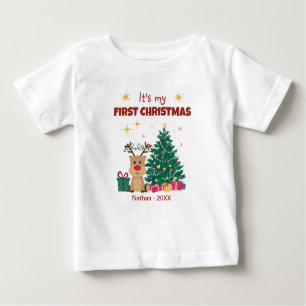 T-shirt Pour Bébé C'est mon premier Noël avec Reindeer