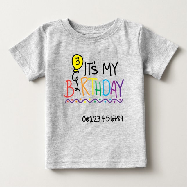 T-shirt Pour Bébé C'est mon troisième anniversaire (Devant)