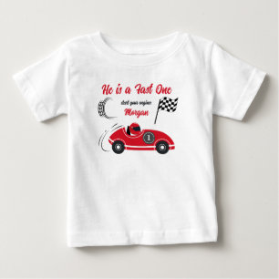 T-shirt Pour Bébé C'est un Anniversaire de Voiture de Course Rouge d