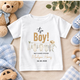 T-shirt Pour Bébé C'est un garçon ! Baby Shower Bleu - Mignon & Douc