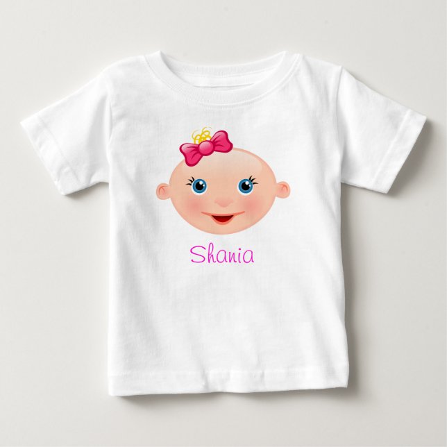 T-shirt Pour Bébé C'est un visage de bébé fille rose (Devant)