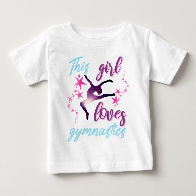 T-shirt Pour Bébé Cette Fille Aime La Gymnastique Étoiles Leap (Devant)