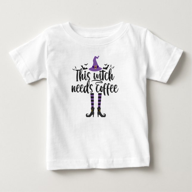 T-shirt Pour Bébé Cette sorcière a besoin de café amusant amateurs d (Devant)