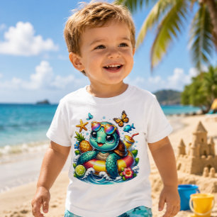 T-shirt Pour Bébé Cette tortue bébé flotte à la mode cet été