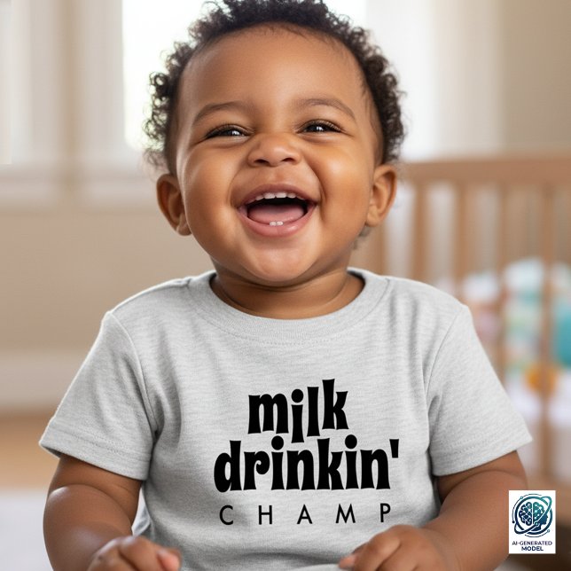 T-shirt Pour Bébé Champ de boisson lactée drôle (Funny Milk Drinkin' Champ Baby Shirt Cover Photo)