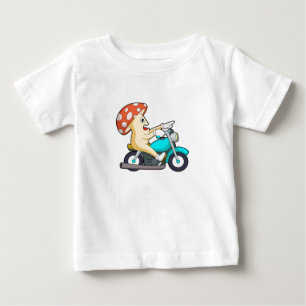 T-shirt Pour Bébé Champignons en moto avec moto