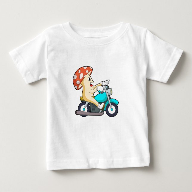 T-shirt Pour Bébé Champignons en moto avec moto (Devant)