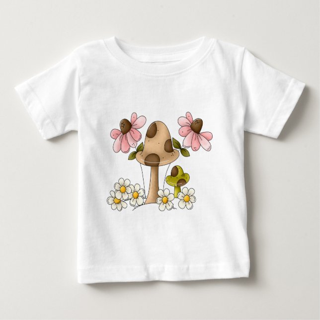 T-shirt Pour Bébé Champignons et fleurs (Devant)