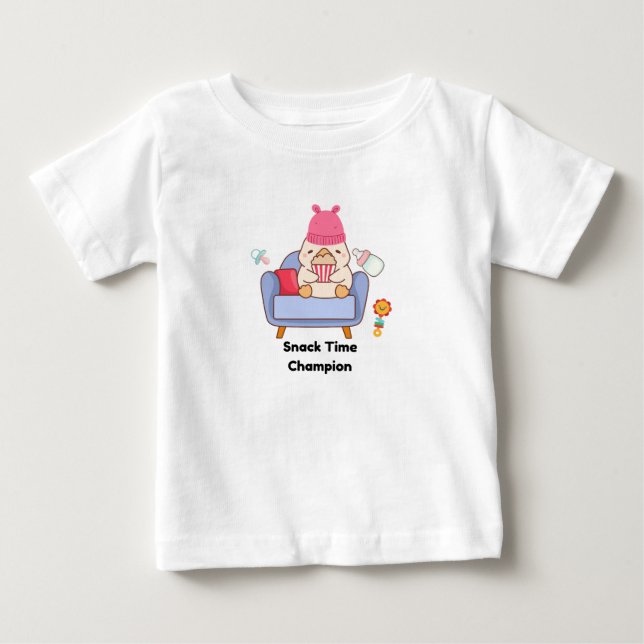 T-shirt Pour Bébé Champion de l'heure du goûter - Bébé mignon (Devant)