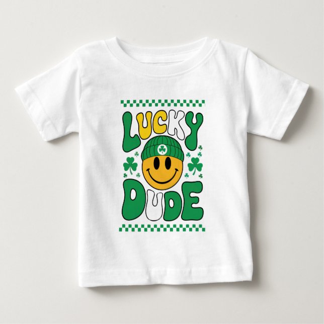 T-shirt Pour Bébé Chanceux gars visage souriant St. Patrick (Devant)
