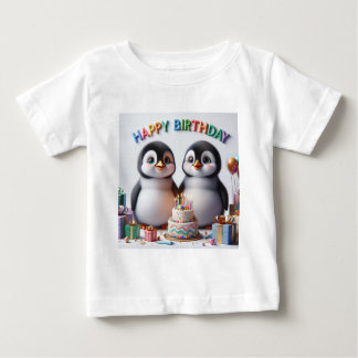 T-shirt Pour Bébé Chandail d'anniversaire bébé avec manchots
