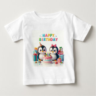 T-shirt Pour Bébé Chandail d'anniversaire bébé avec manchots
