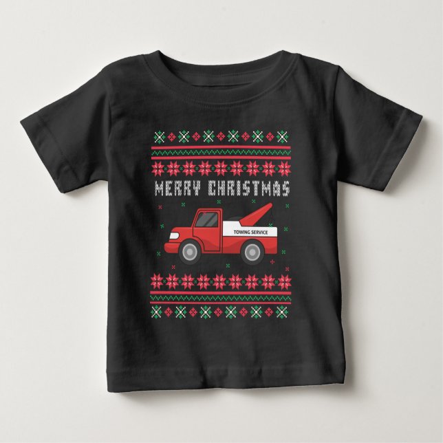 T-shirt Pour Bébé Chandail de Noël moche de camion (Devant)