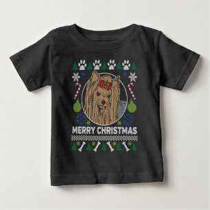 T-shirt Pour Bébé Chandail laid de Noël de race de chien de Yorkie