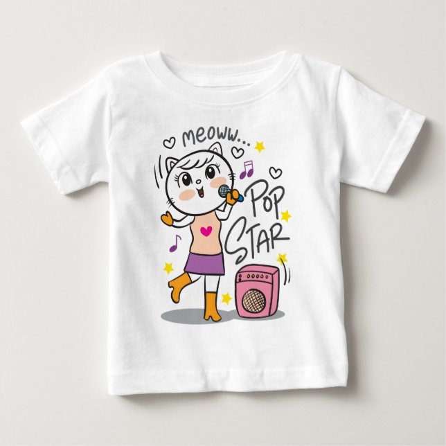 T-shirt Pour Bébé Chanteur chat (Devant)