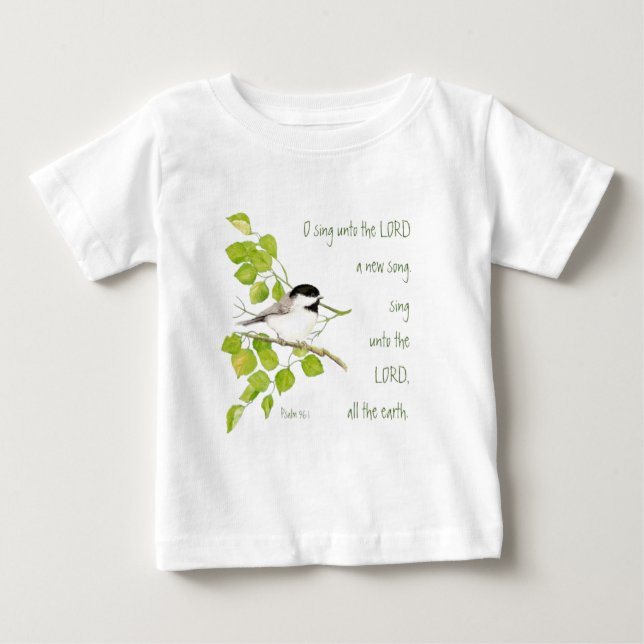 T-shirt Pour Bébé Chantez une nouvelle chanson au Seigneur, Écriture (Devant)