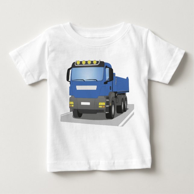 T-shirt Pour Bébé Chantiers bleus Camions (Devant)