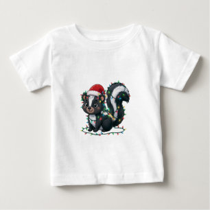 T-shirt Pour Bébé Chapeau de Père Noël de moufette Lumières de Noël