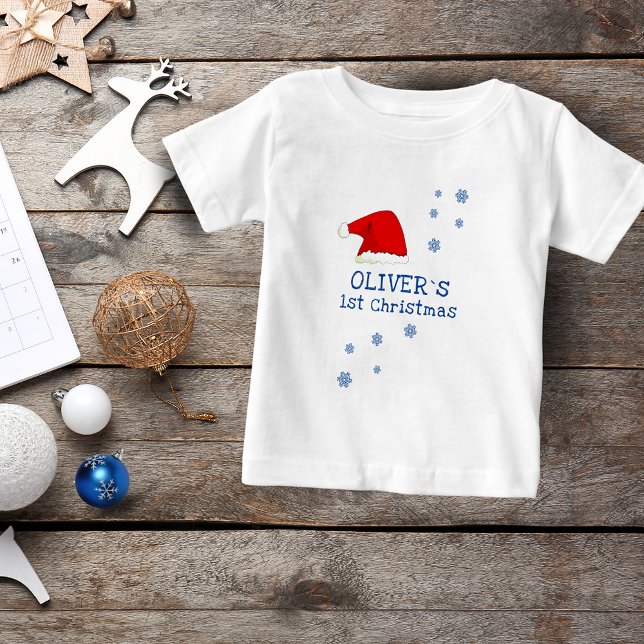 T-shirt Pour Bébé Chapeau de Père Noël pour le premier Noël de bébé  (Créateur téléchargé)