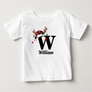 T-shirt Pour Bébé Chapeau de Santa à carreaux avec monogramme person