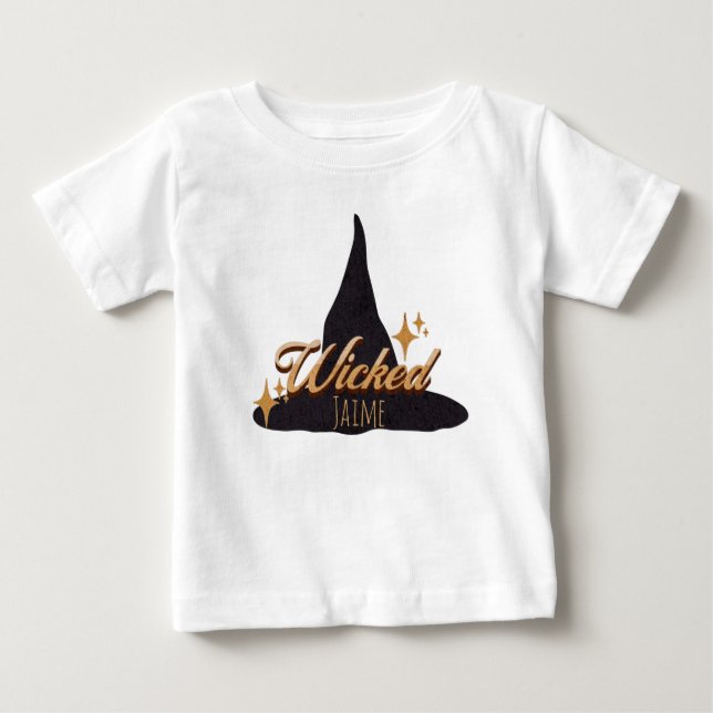 T-shirt Pour Bébé Chapeau de sorcière rétro nom méchant   (Devant)