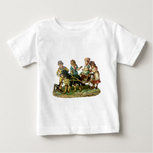 T-shirt Pour Bébé Chariot Vintage pour Enfants et Chien