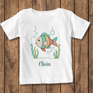 T-shirt Pour Bébé Charmant Poisson Patchwork