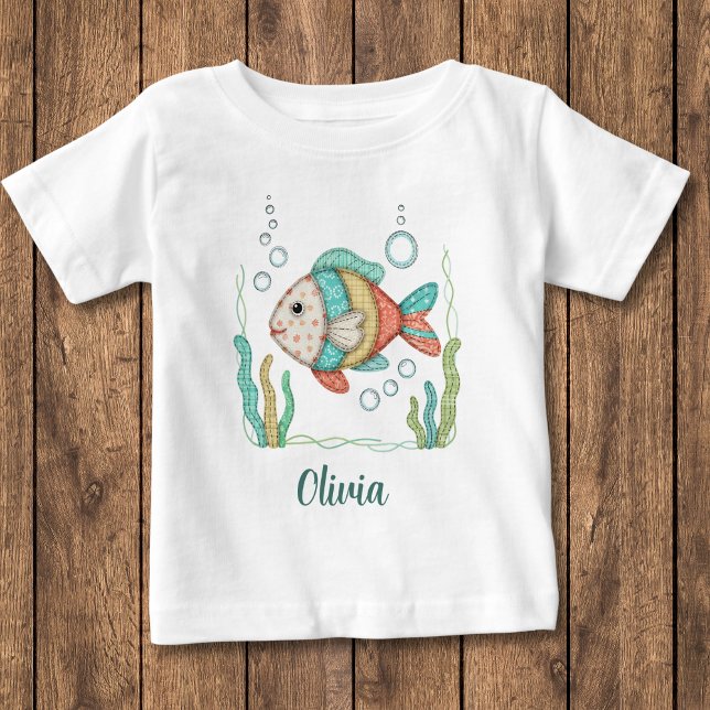 T-shirt Pour Bébé Charmant Poisson Patchwork (Créateur téléchargé)
