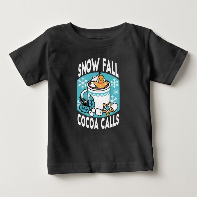 T-shirt Pour Bébé Charme d'hiver et cacao chaud - Appels de cacao d' (Devant)