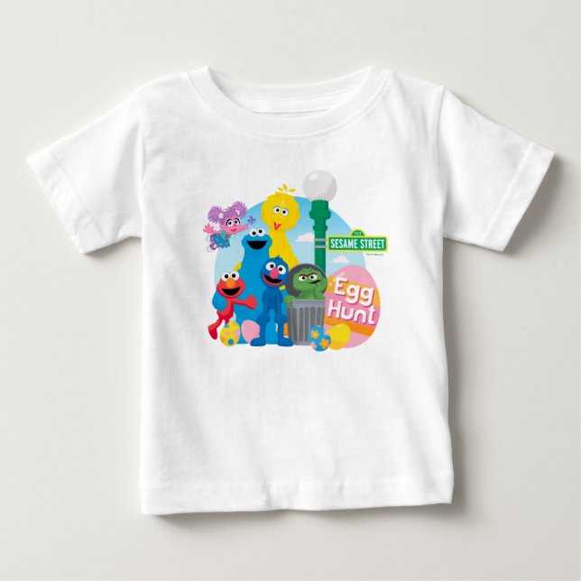 T-shirt Pour Bébé Chasse aux oeufs de Pâques de la rue Sésame (Devant)