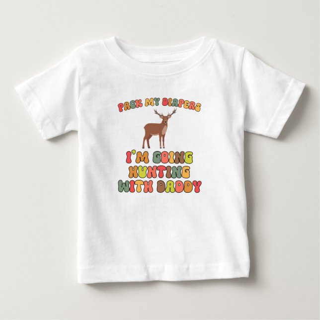 T-shirt Pour Bébé Chasse avec papa (Devant)