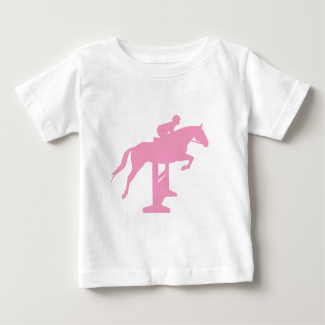 T-shirt Pour Bébé Chasseur Cheval et cavalier (rose) (Devant)