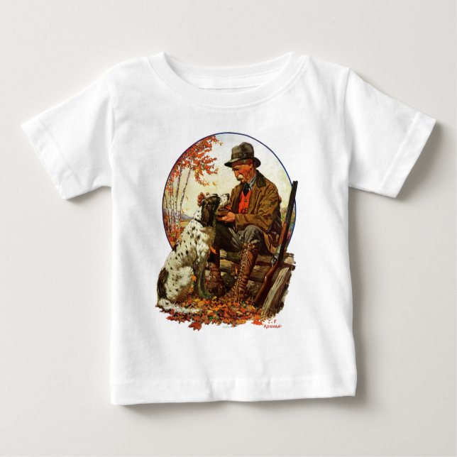 T-shirt Pour Bébé Chasseur et épagneul (Devant)