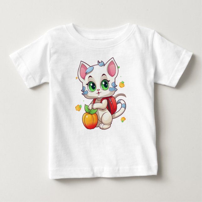 T-shirt Pour Bébé Chat À L'École-85241 (Devant)