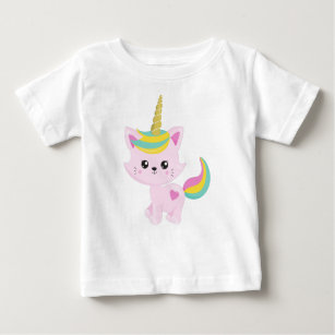 T-shirt Pour Bébé Chat à licorne, Chat mignon, Chat rose, Petit Chat