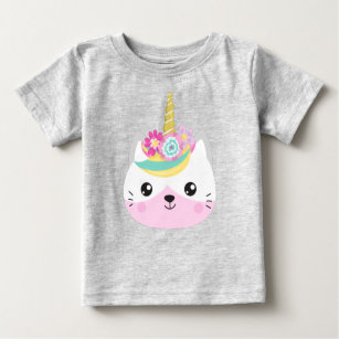 T-shirt Pour Bébé Chat à licorne, Chat mignon, Petit Chat, Kitty, Fl