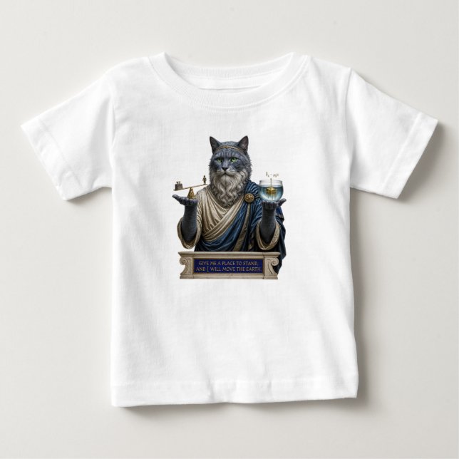 T-shirt Pour Bébé Chat Archimède Bleu Russe (Devant)