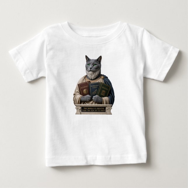 T-shirt Pour Bébé Chat Aristote Bleu Russe (Devant)