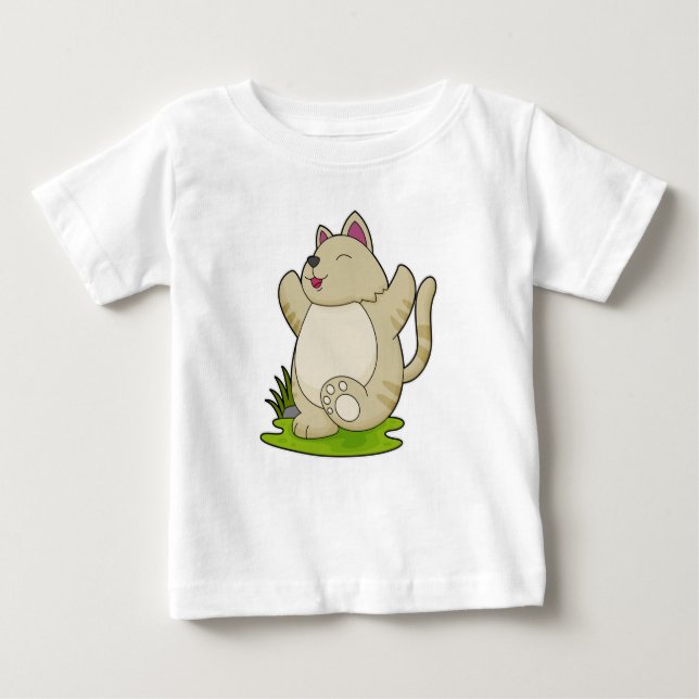 T-shirt Pour Bébé Chat au Yoga (Devant)