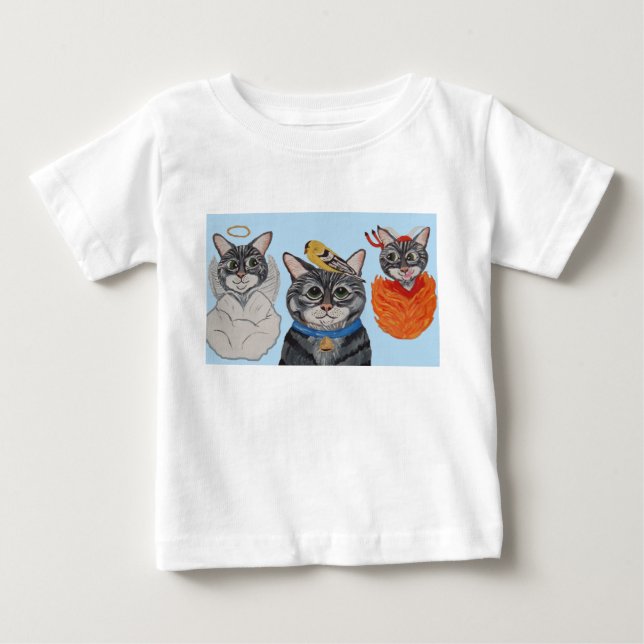 T-shirt Pour Bébé Chat avec ange et diable (Devant)