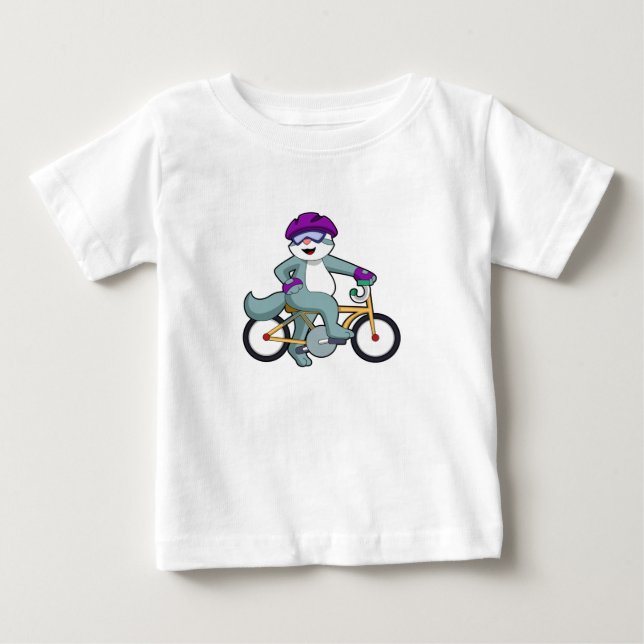 T-shirt Pour Bébé Chat avec Bicyclette (Devant)