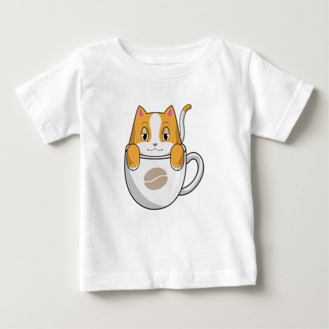 T-shirt Pour Bébé Chat avec café Coupe (Devant)