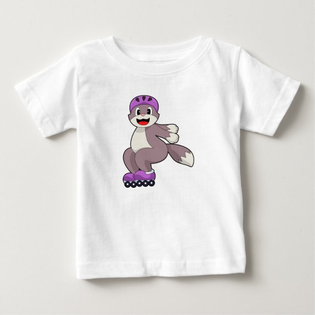 T-shirt Pour Bébé Chat avec des patins à roulettes (Devant)