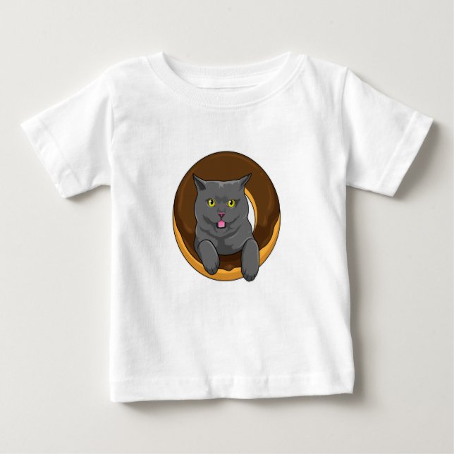 T-shirt Pour Bébé Chat avec Donut (Devant)