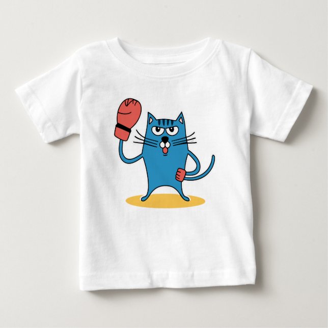 T-shirt Pour Bébé Chat avec gants de boxe (Devant)