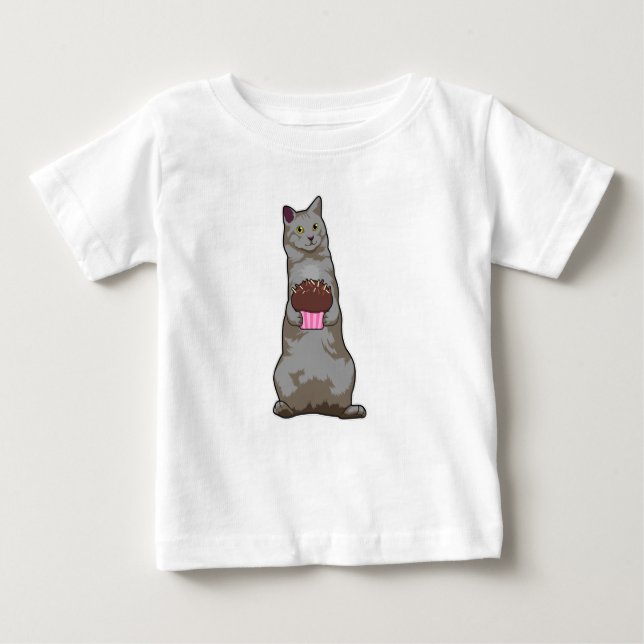 T-shirt Pour Bébé Chat avec muffin (Devant)